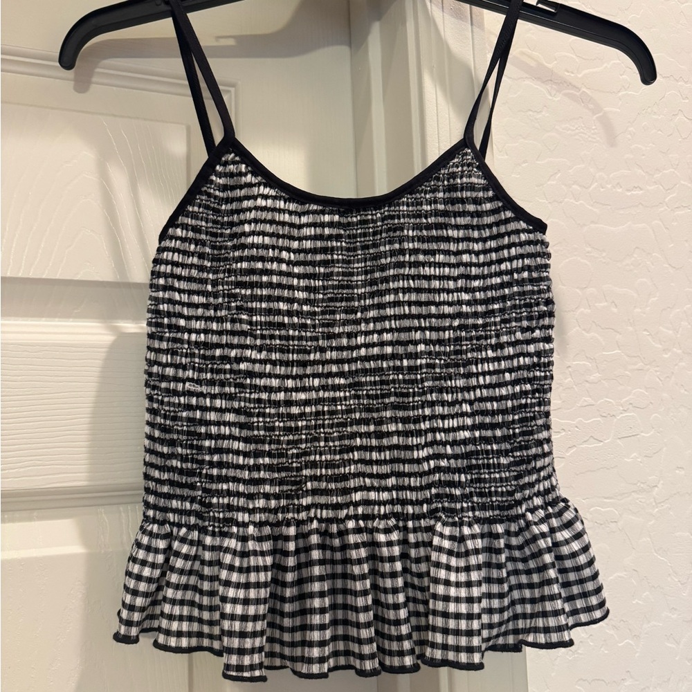 NWT BLUE JASMINE black & white scrunch crop top cami size large